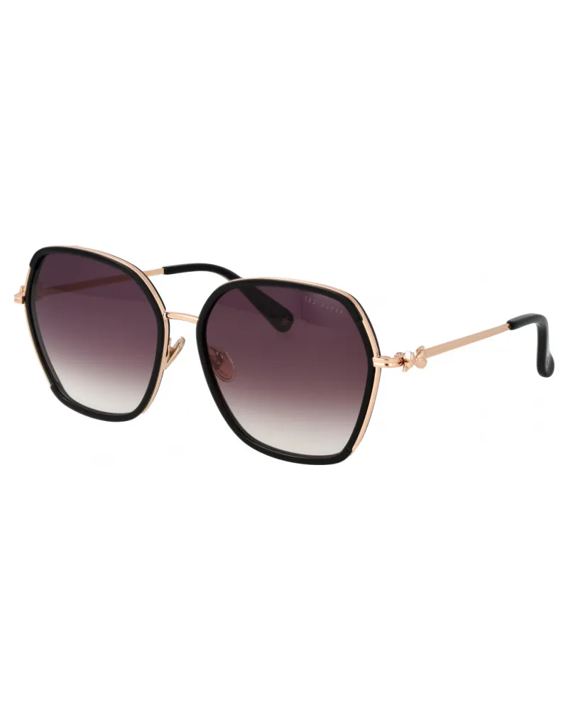 Ted Baker TB1776 Kira 001 glänzende solide schwarzbraune Sonnenbrille mit Farbverlauf Schwarz