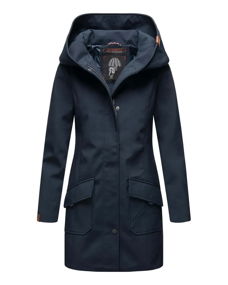 Marikoo Damen Softshelljacke – Mayleen, wasserabweisend mit Kapuze Marineblau