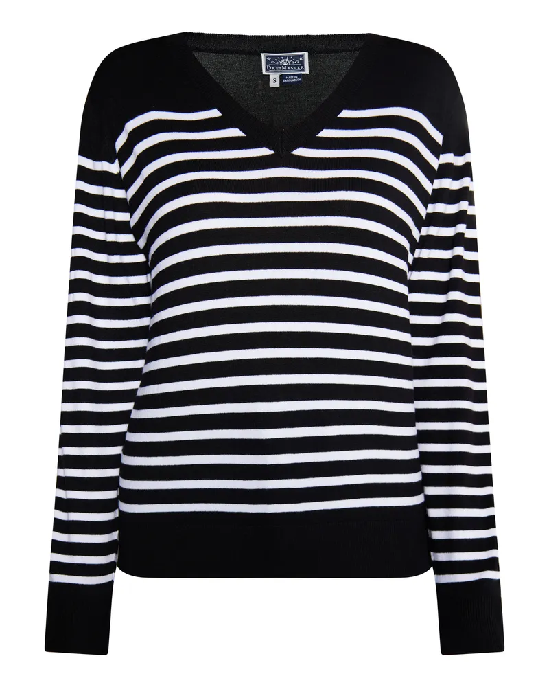 DreiMaster Strickpullover Damen schwarz weiss Schwarz
