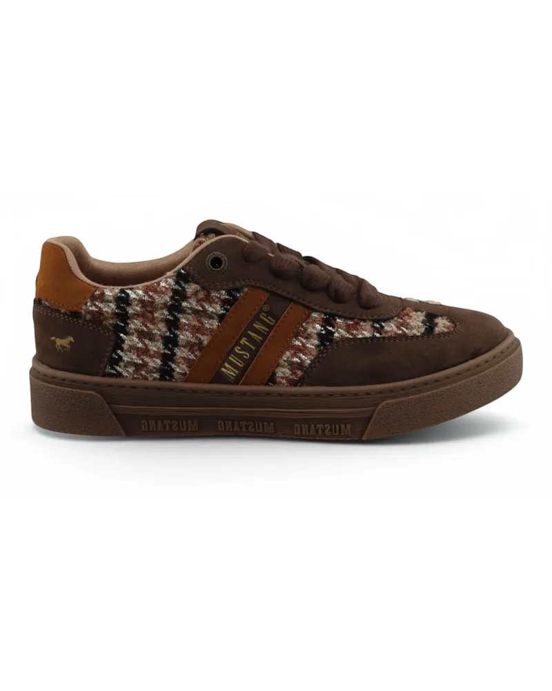 Mustang Women's Brown Tweed Sneakers Trainerschuhe – M0212020 Dunkelbraun