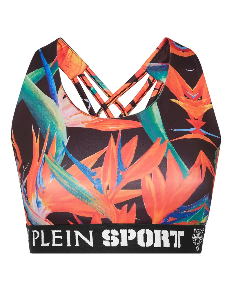 Philipp Plein Sport-BH mit stützender Passform und atmungsaktivem Material - Schwarz/Mehrfarbig Schwarz