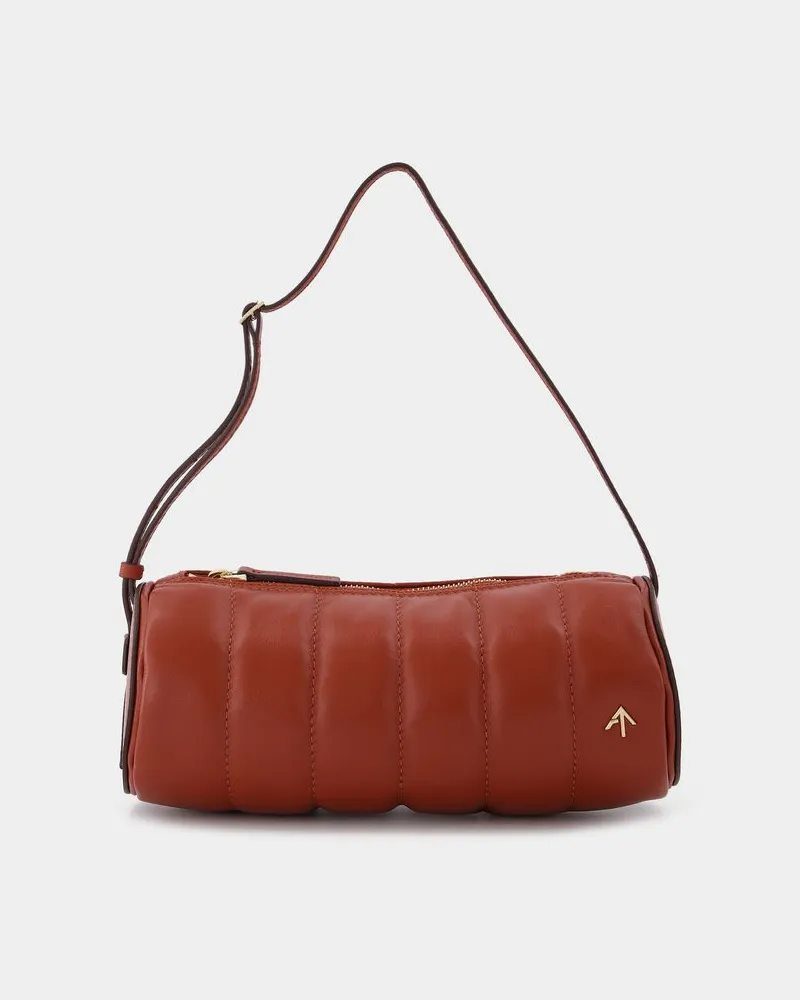 Manu Atelier Gepolsterte Zylindertasche aus rotem Leder Rot