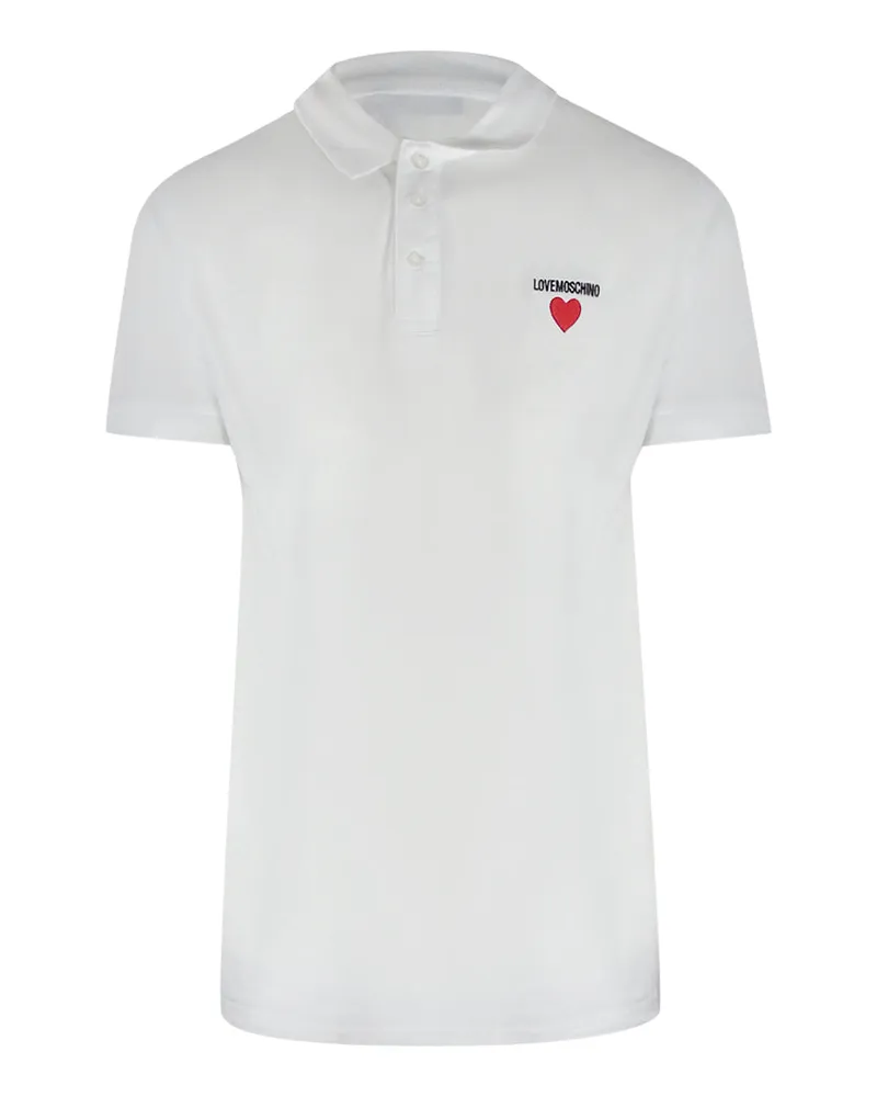Moschino Weißes Poloshirt Mit -herzlogo Weiß