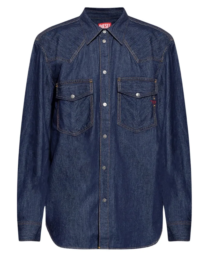 Diesel Dunkelblaues Jeanshemd Blau