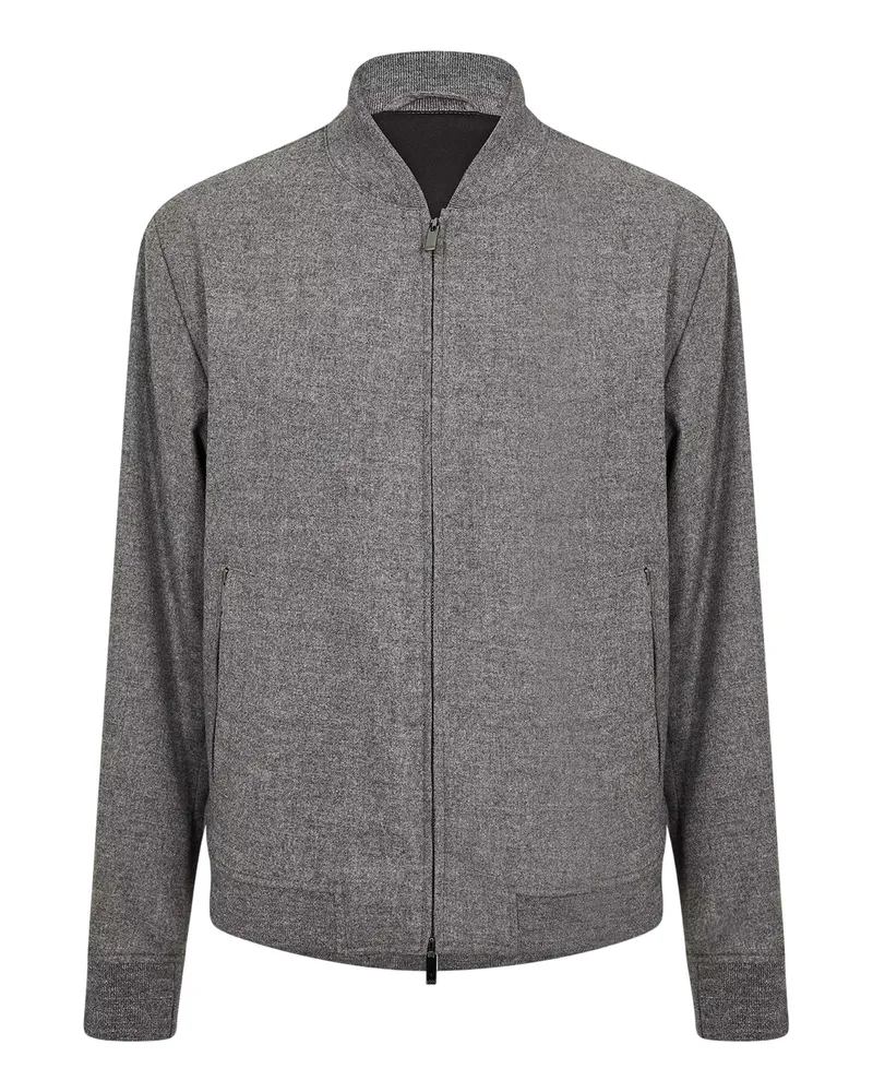 HUGO BOSS Bomberjacke für Herren, Gerippter Ärmelaufschlag, Regulär (Silber Silber