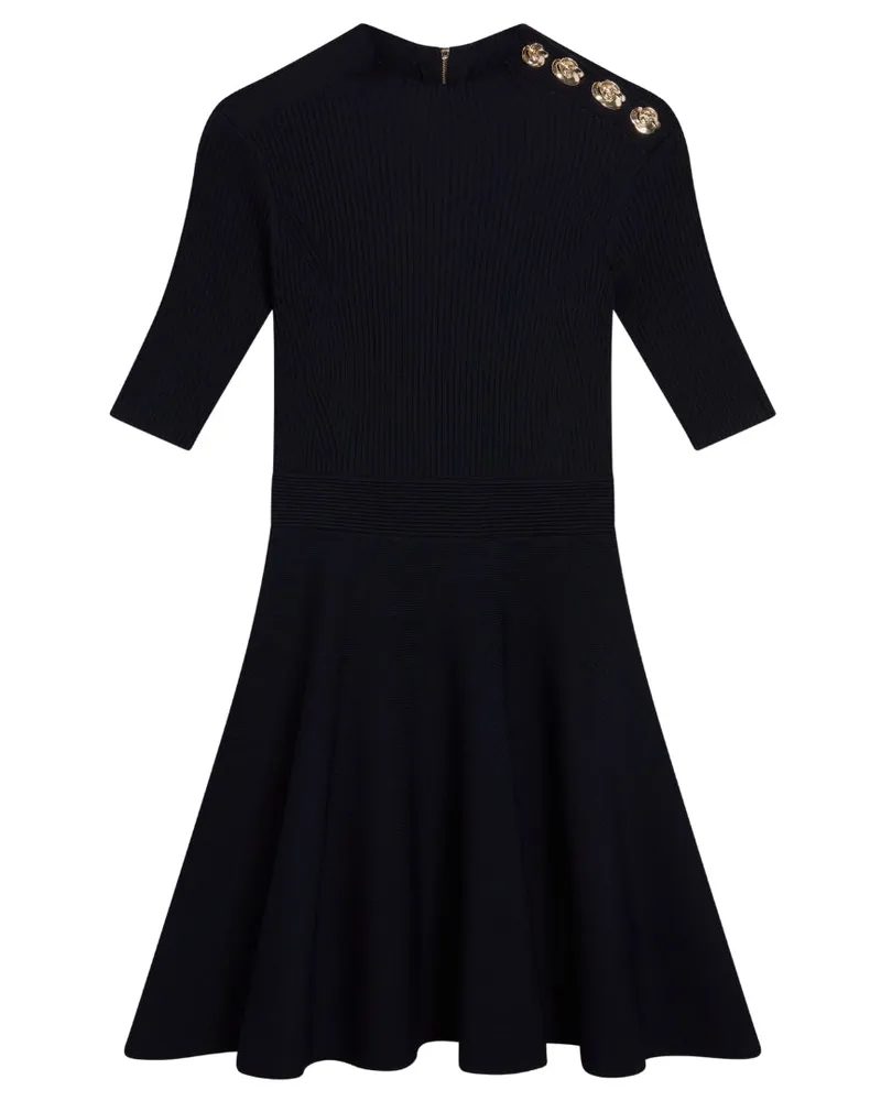 Ted Baker Lilano geripptes Strickkleid mit Knopfdetails - Marineblau Marineblau