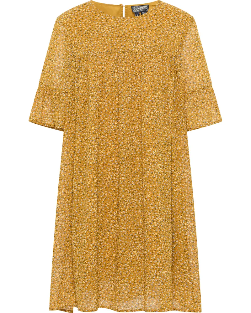 DreiMaster Kleid Damen Dunkelgelb Mehrfarbig Senfgelb