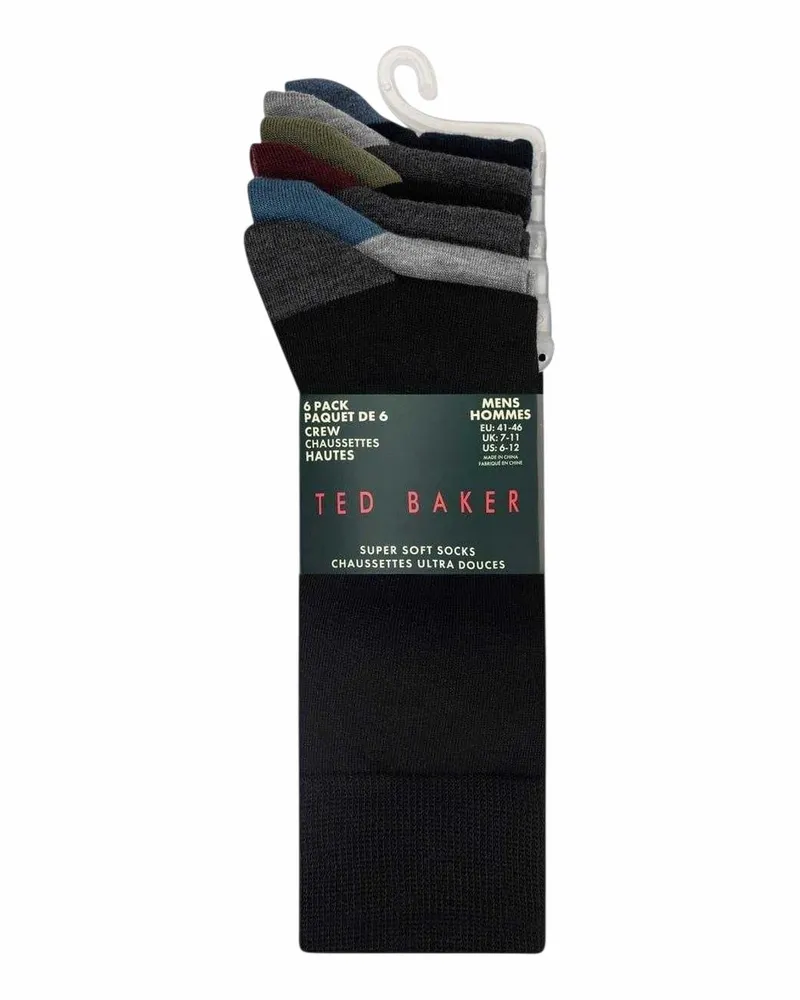 Ted Baker Socken für Herren (6er-Pack) (Schwarz Schwarz