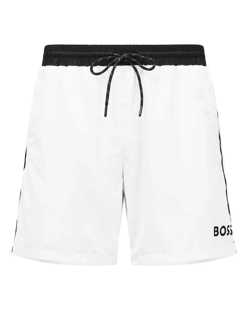 HUGO BOSS Starfish" Badeshorts für Herren (Weiß/Schwarz Weiß