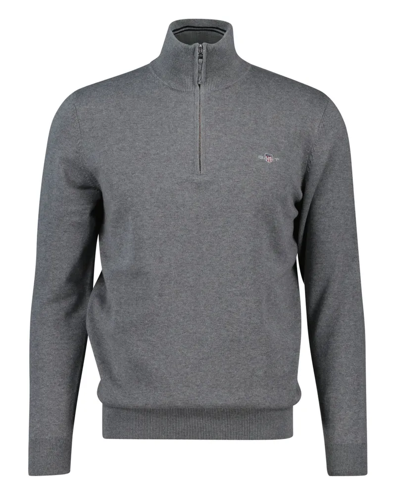 Gant Classic Cotton Half Zip Strickpullover Grau