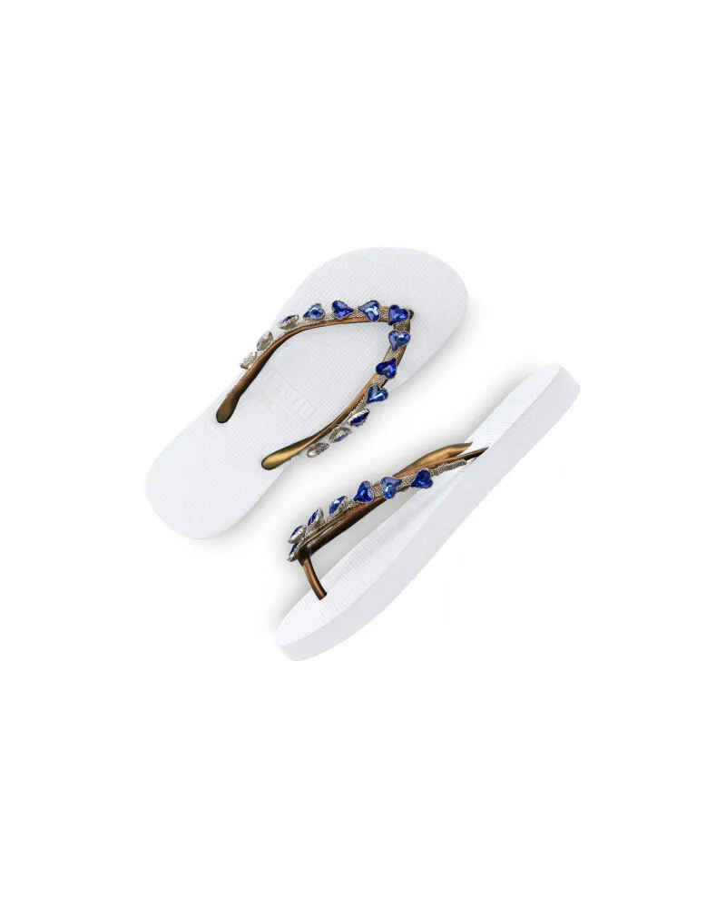 uzurii Herzförmiger blauer Flip-Flop weiß Mehrfarbig