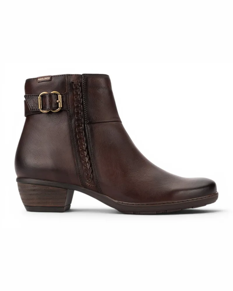 Pikolinos Caoba Leder-Fußgelenkstiefel mit Absatz „Utiel" - Rot Rot