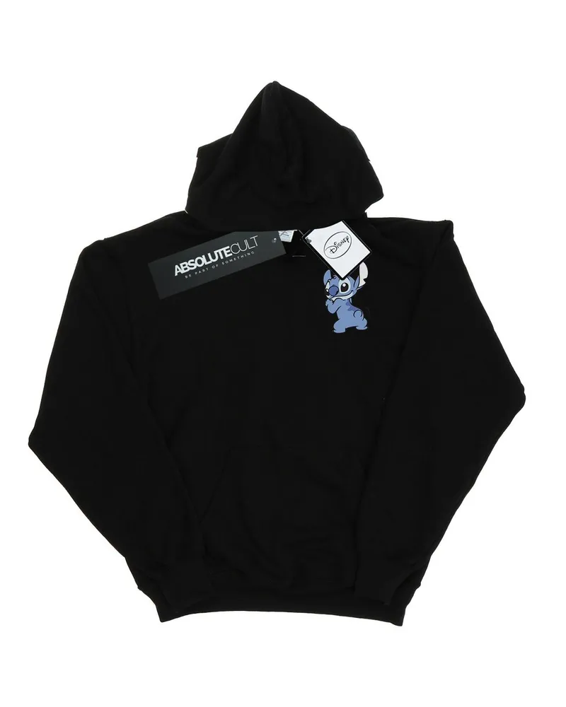 Disney Lilo And Stitch Stitch Backside Breast Print" Kapuzenpullover für Herren (Schwarz Schwarz