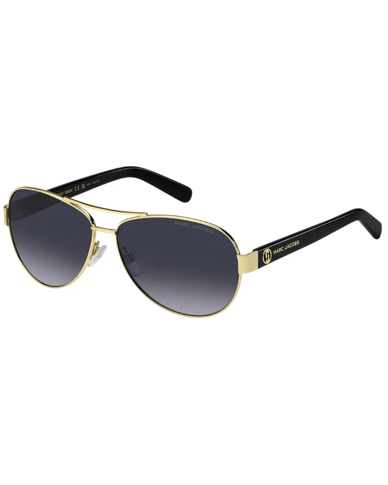 Marc Jacobs Schwarze Sonnenbrille Mit Grauen Verlaufsgläsern Und Goldenen Details Gold