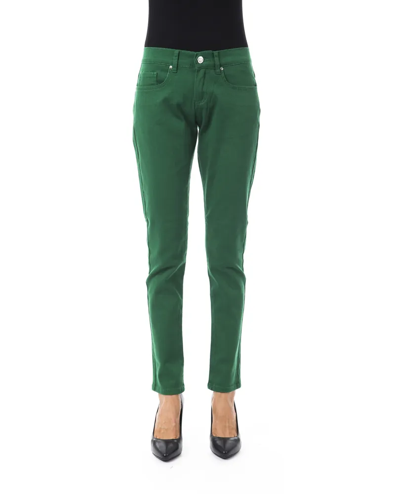 Byblos Damen Grüne Baumwolljeans Schwarz