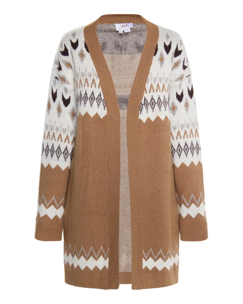 Usha Strickcardigan Damen Kamel Mehrfarbig Camel