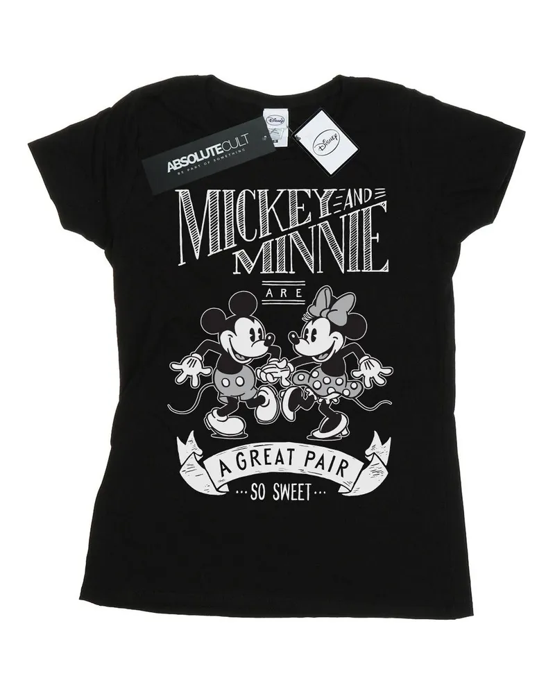 Disney Mickey And Minnie Mouse Great Pair" T-Shirt für Damen (Schwarz Schwarz