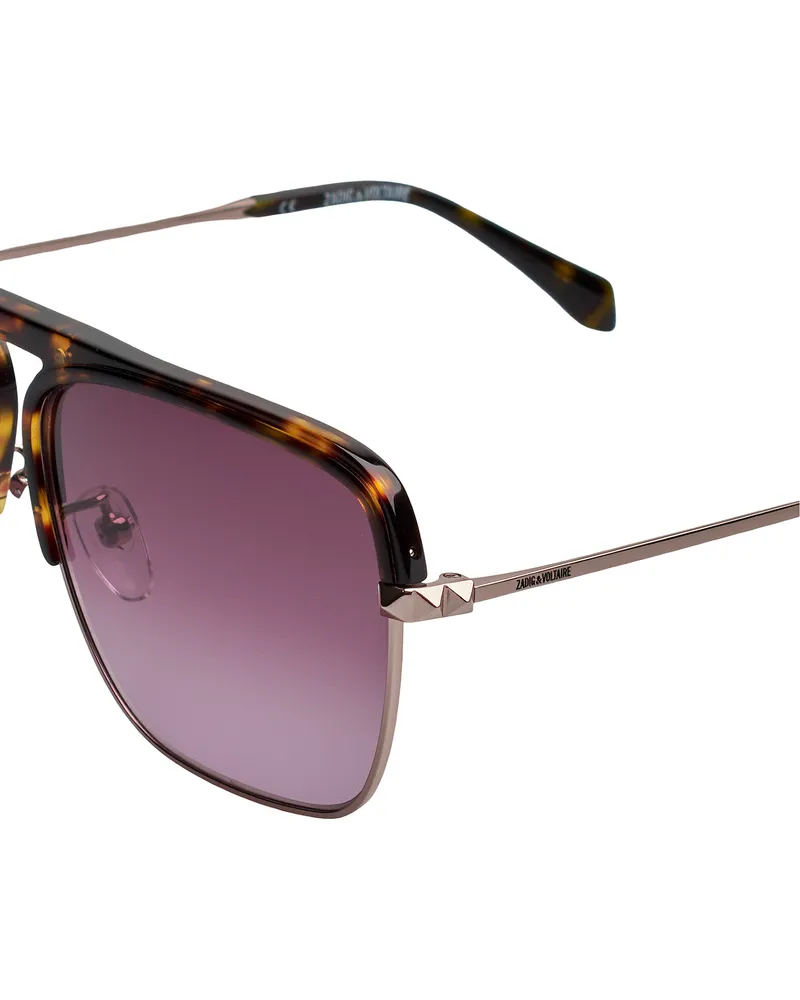 Zadig & Voltaire Quadratische Sonnenbrille SZV321 Herren-Damen Braun