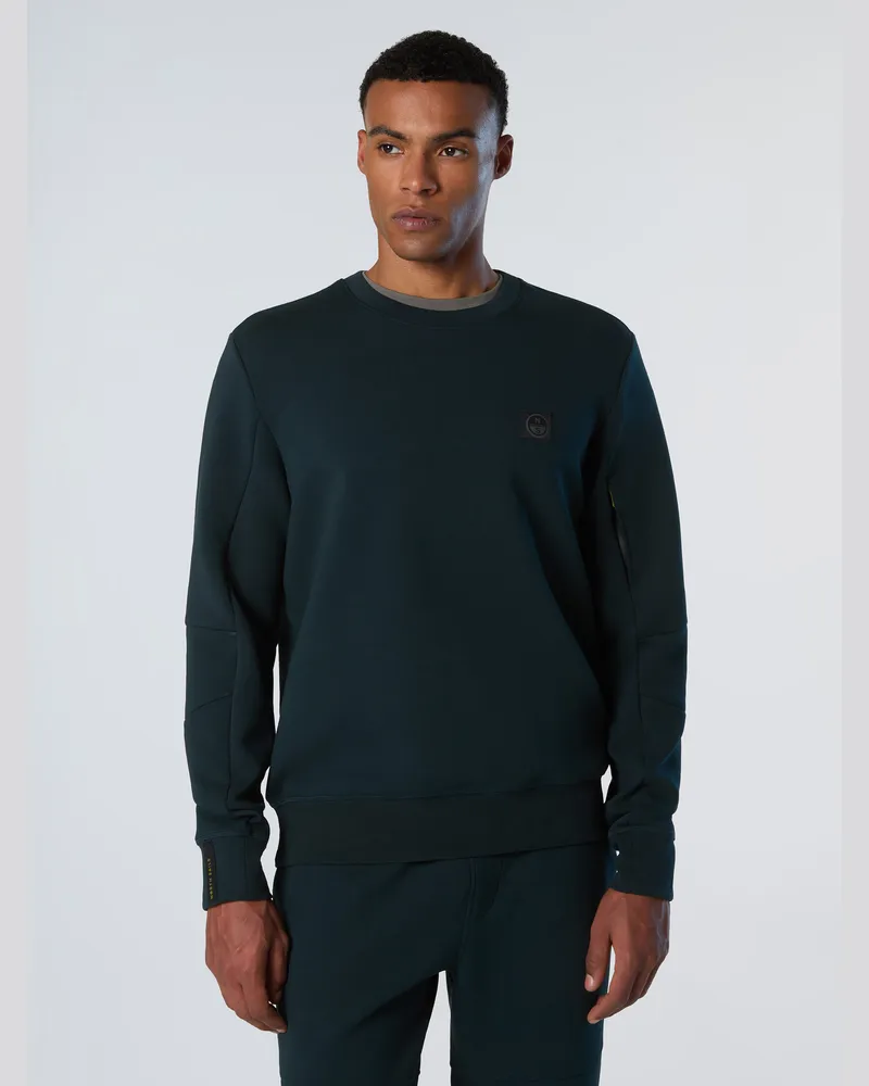 North Sails Sweatshirt Tauchgewebe mit Rundhalsausschnitt Dunkelgrün