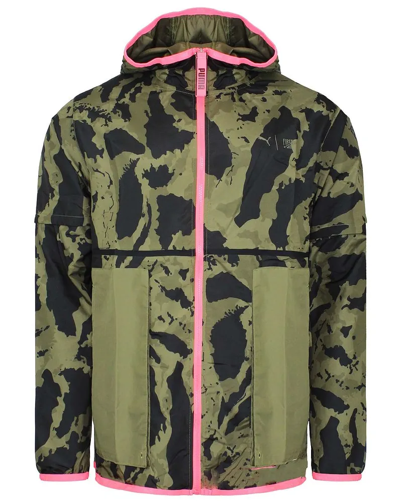 Puma x First Mile Windcell Herren Black/Green Woven Jacke Schwarz