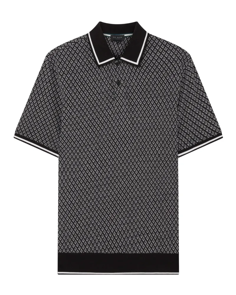 Ted Baker Ss Regular Geo Textured Black Polo Shirt Schwarz