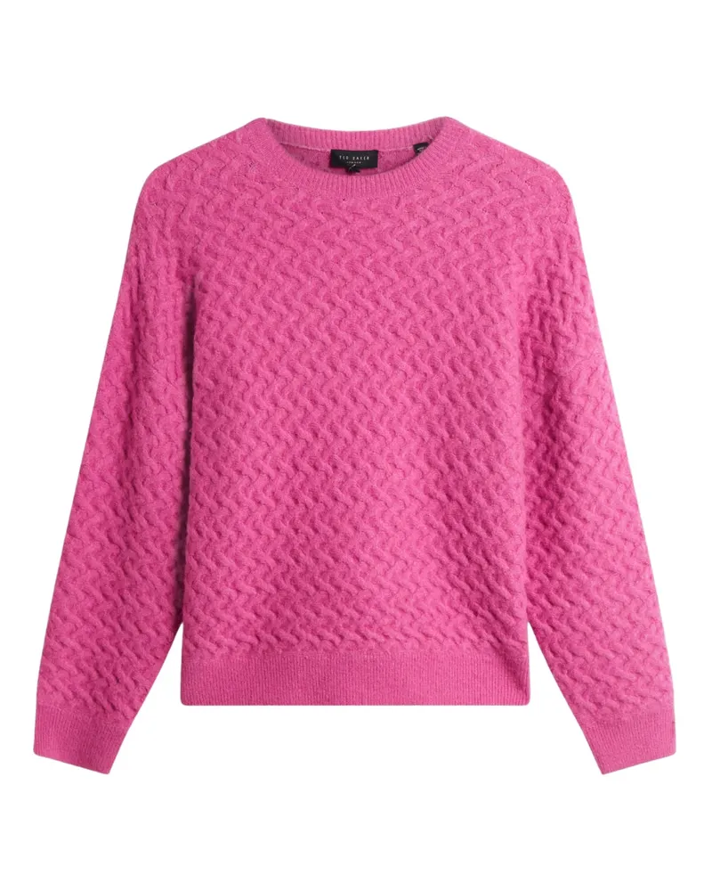 Ted Baker Morlea Pullover Mit Horizontalem Zopfmuster Und Lockerer Passform, Rosa Rosa