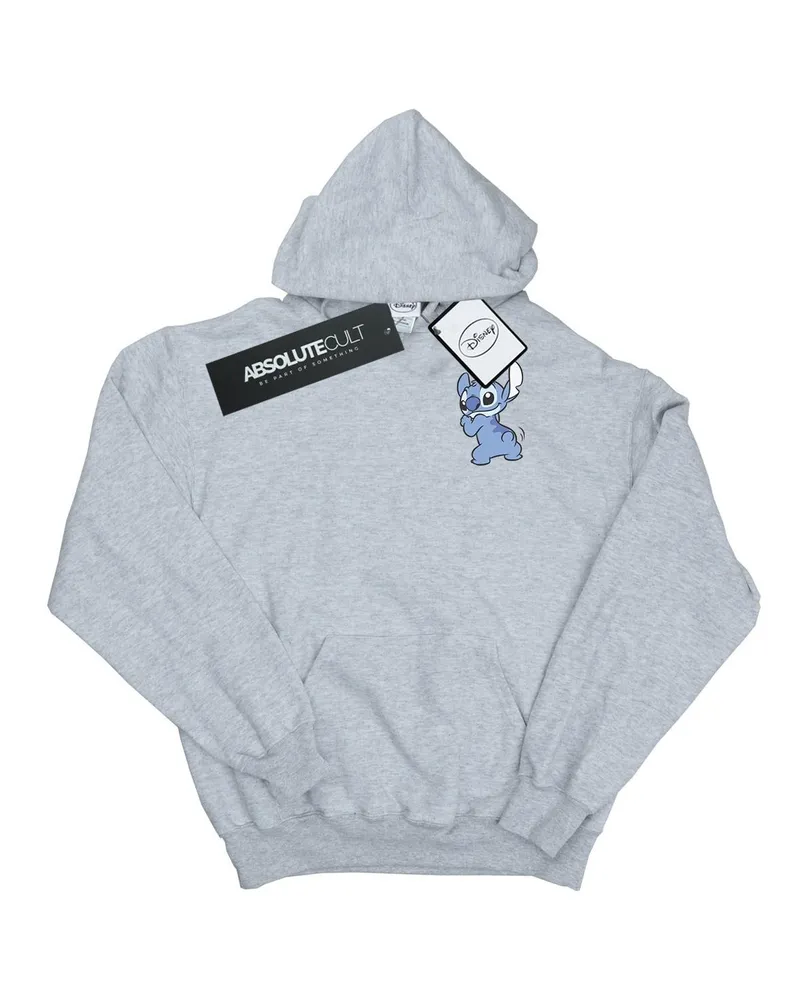 Disney Lilo And Stitch Stitch Backside Breast Print" Kapuzenpullover für Herren (Grau Hellgrau