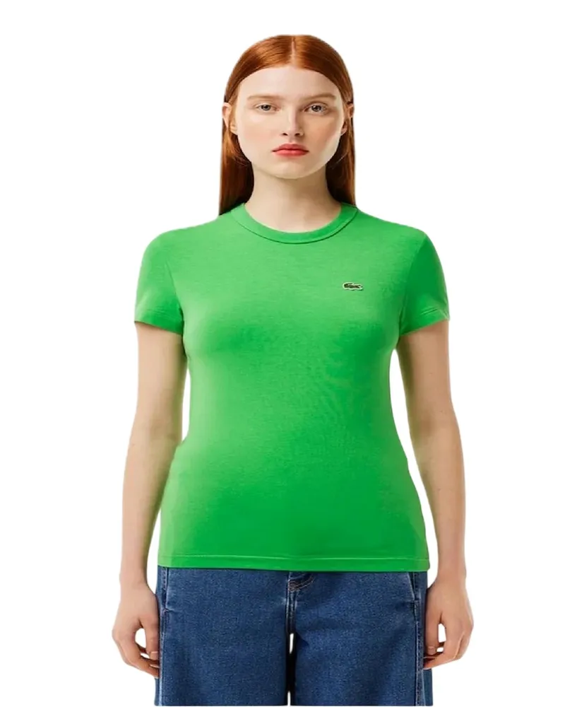 Lacoste T-Shirt für Damen, Rundhalsausschnitt, Schmal (Grün Grün
