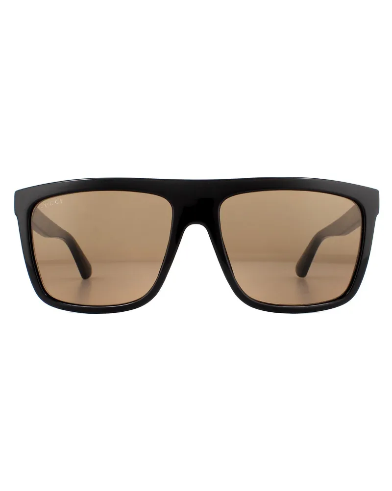 Gucci Square Mens Schwarz Braun Sonnenbrille Schwarz