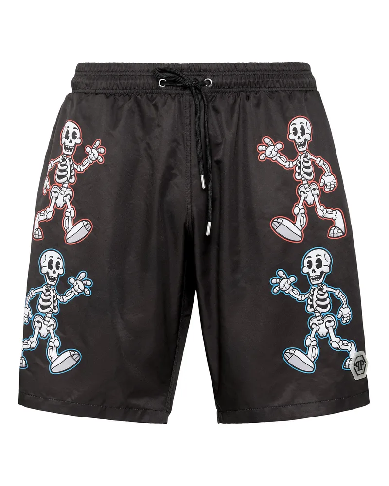 Philipp Plein Badehose Skeleton Schwarz