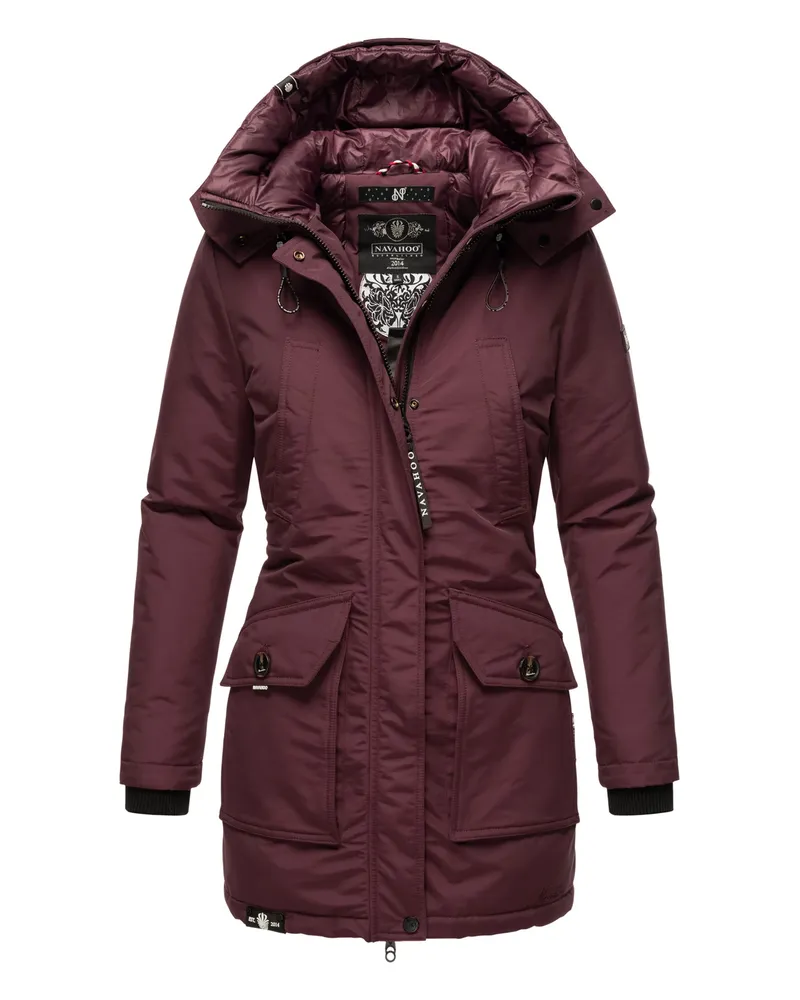 NAVAHOO Damen Winterjacke Blizzardstorm – Lang, Warm & Funktional Rot