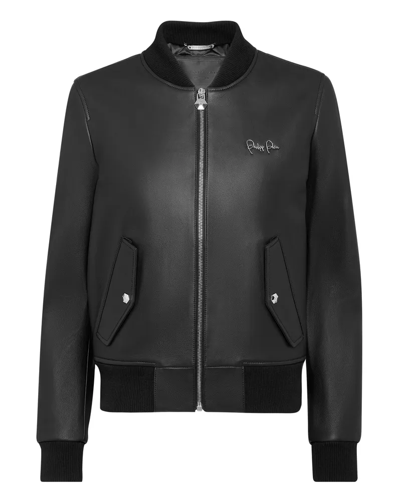 Philipp Plein Lederblouson Schwarz