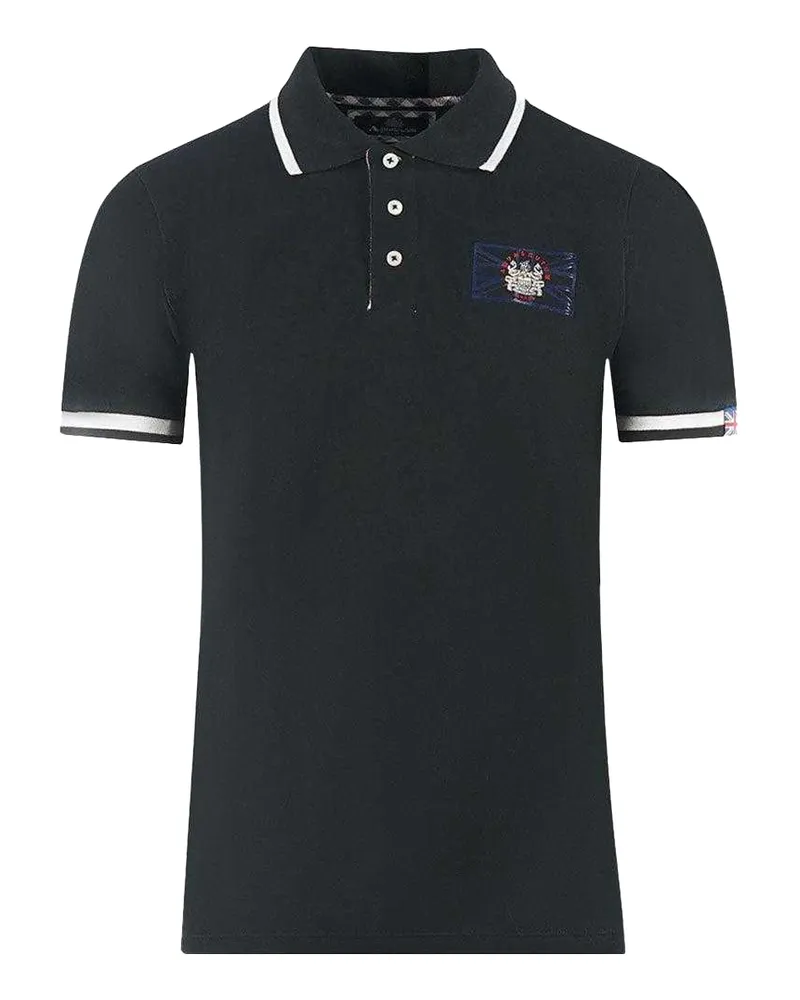 Aquascutum London" Poloshirt für Herren/Damen Unisex (Schwarz Schwarz
