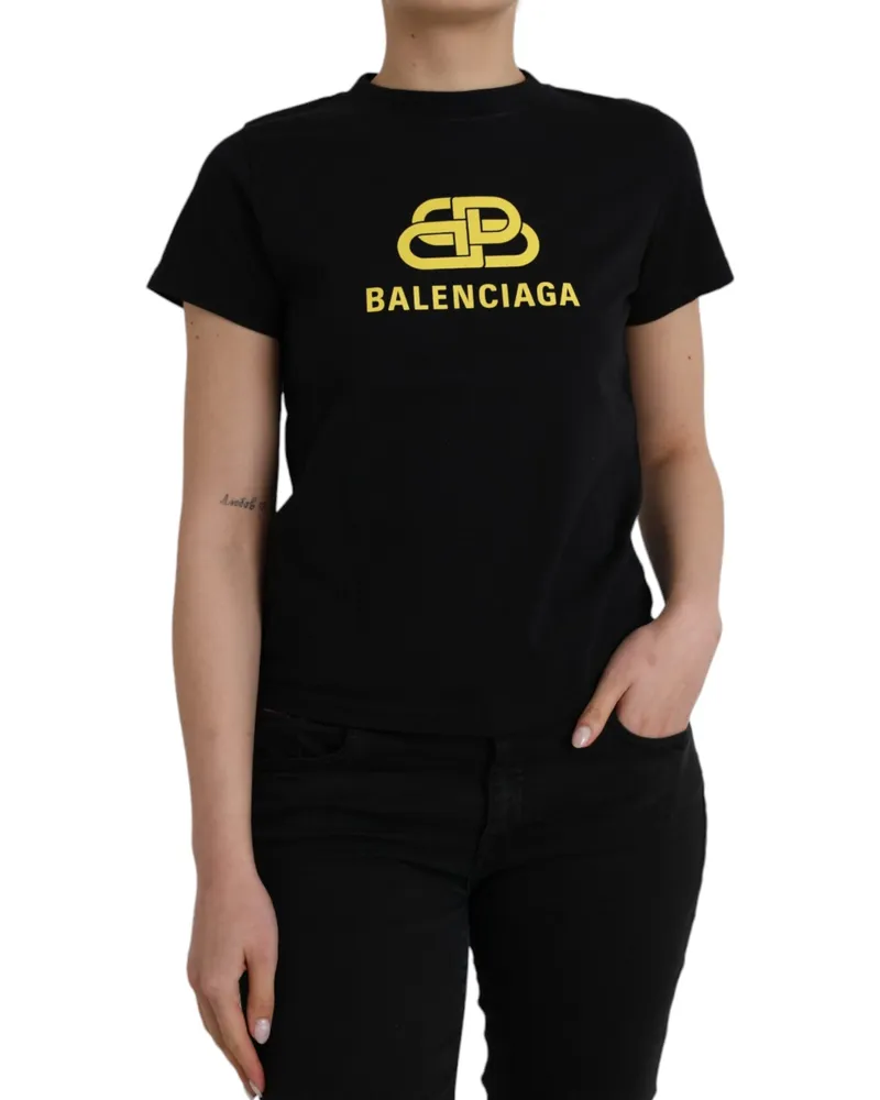 Balenciaga Logo T-Shirt mit kurzen Ärmeln 641674 Tjv53 Schwarz