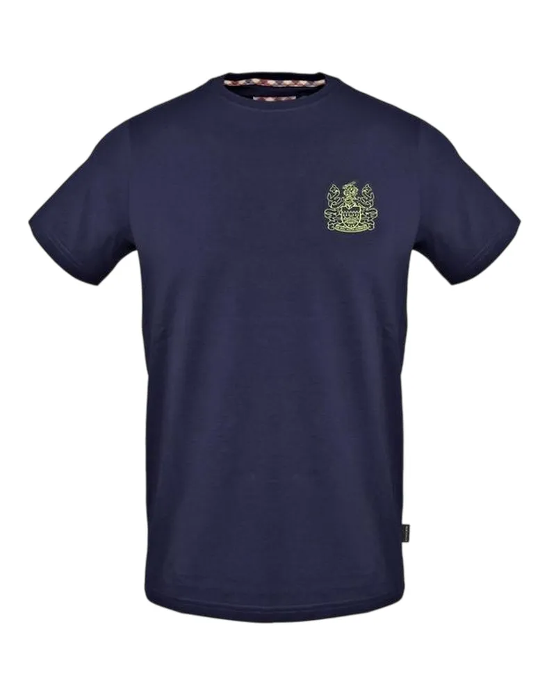 Aquascutum T-Shirt für Herren, Rundhalsausschnitt, Jersey (Marine Marineblau