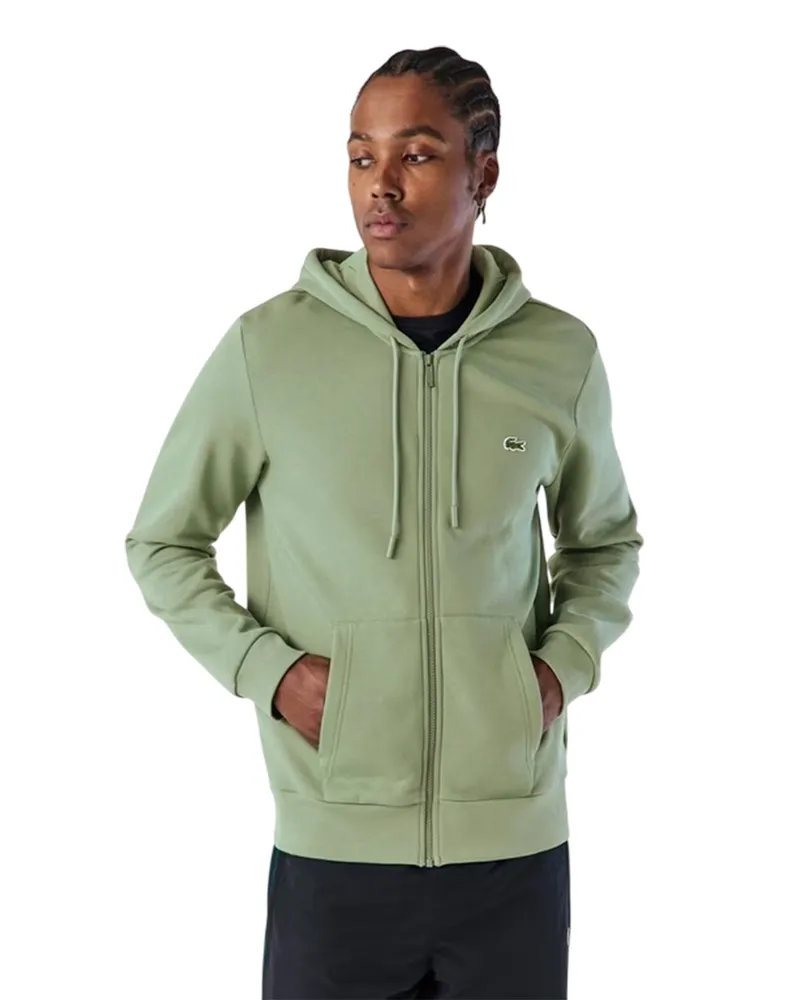 Lacoste Basic" Hoodie mit durchgehendem Reißverschluss für Herren, Baumwollmischung (Thymian-Grün Dunkelgrün