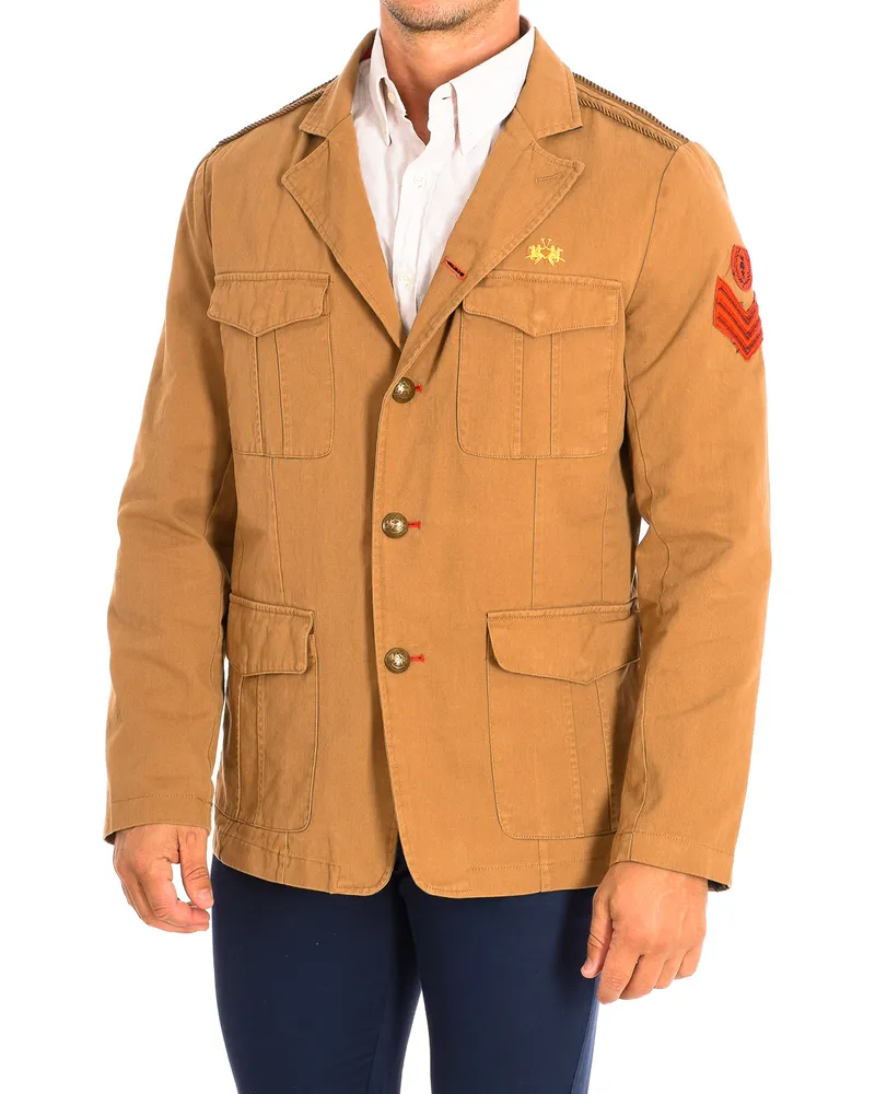 La Martina Herrenjacke in normaler Passform mit Reverskragen TMJE30-TW412 Braun