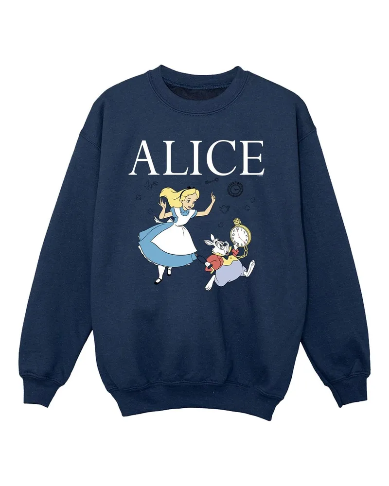 Disney Alice In Wonderland Follow The Rabbit" Sweatshirt für Mädchen (Marineblau Marineblau