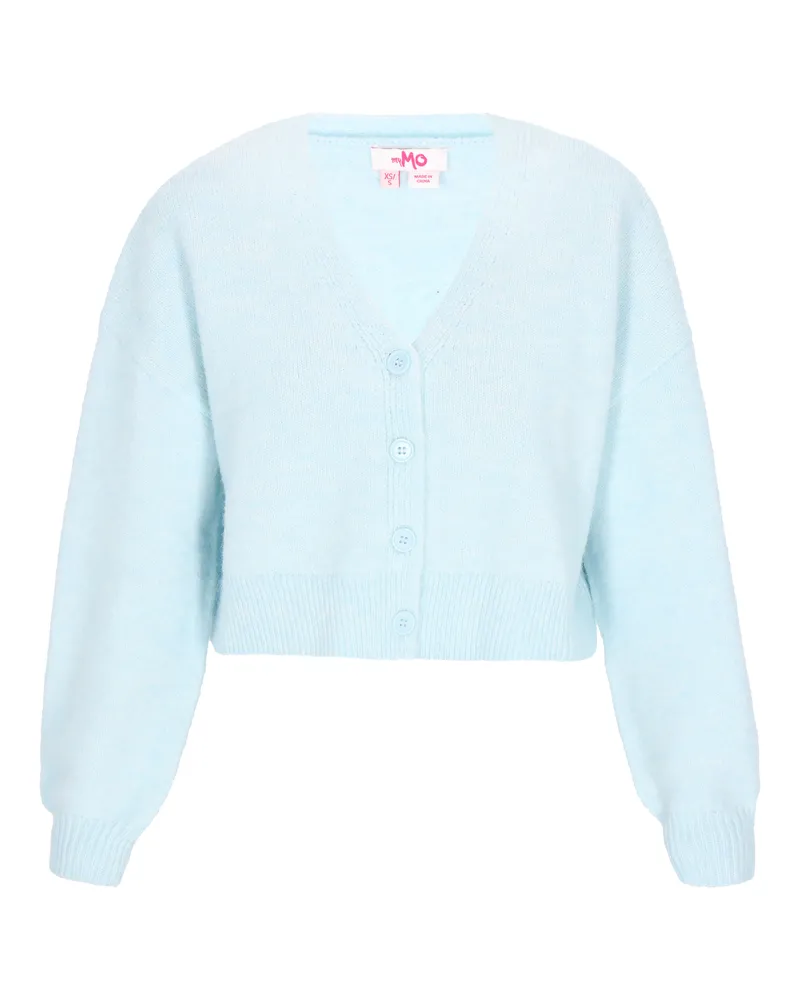 My Mo Strickjacke Frauen hellblau meliert Hellblau