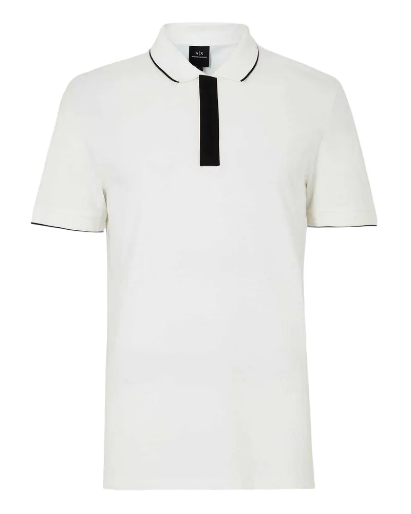 Armani Exchange Poloshirt für Herren, mit kurzem Reißverschluss (Weiß Weiß