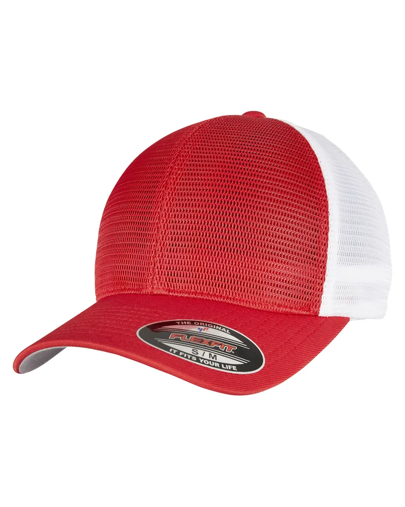 Flexfit 360" Kappe, Omnimesh (Rot/Weiß Rot