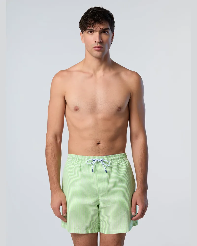 North Sails Badeshorts Gestreifter Seersucker Grün