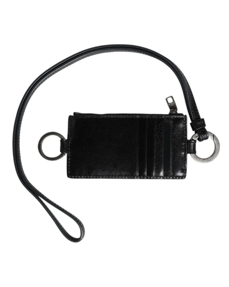 Dolce & Gabbana Leder Kartenhalter mit Lanyard Schwarz