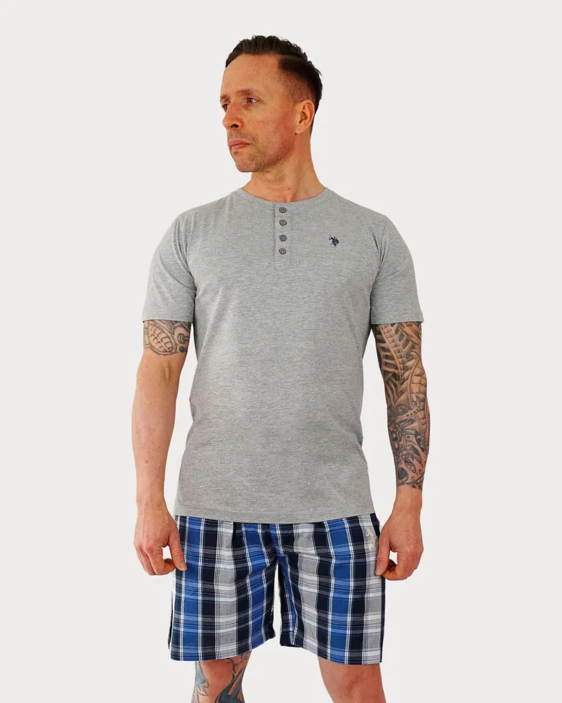 U.S. Polo Assn.  US Polo Assn Kurzarm-Pyjama für Herren Grau