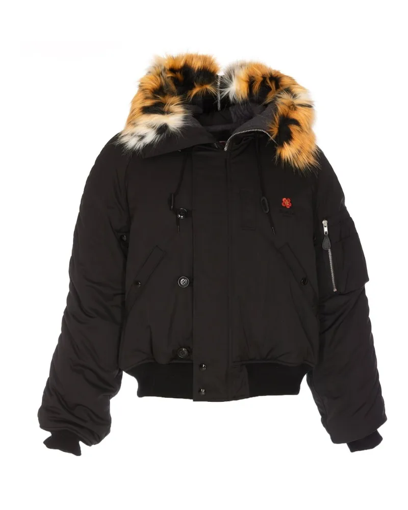 Kenzo Schlichte schwarze Bomberjacke von Schwarz