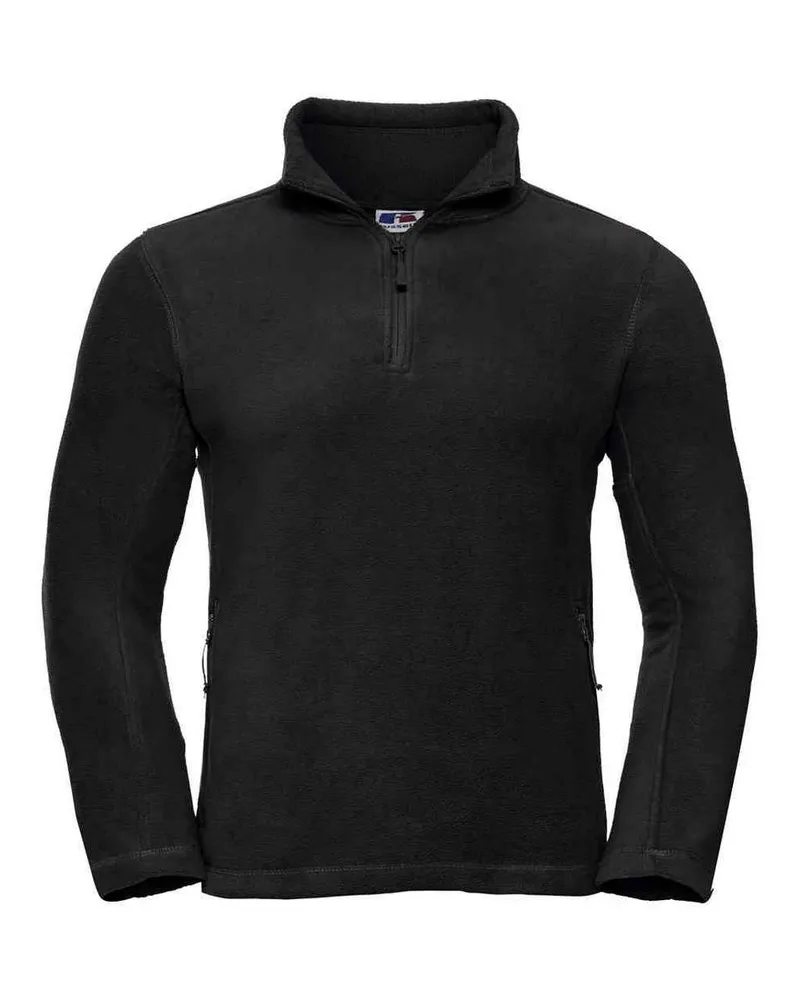 Russell Athletic Russell - Fleece-Oberteil mit kurzem Reißverschluss für Herren - Für Außen (Schwarz Schwarz