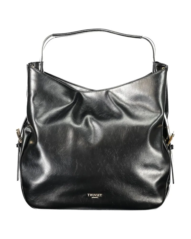Twin-Set Schultertasche mit Metallgriffen Schwarz