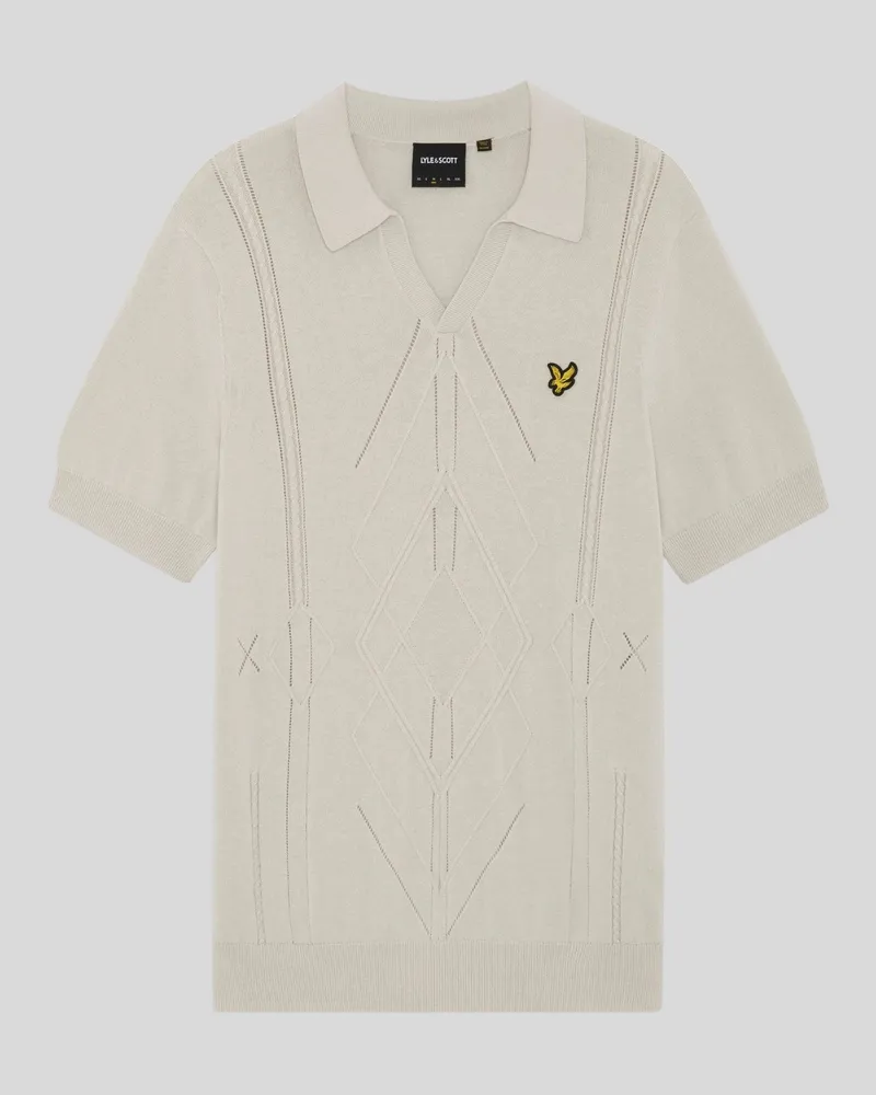 Lyle & Scott Offene Kragen Argyle Strick-Polohemd Grau