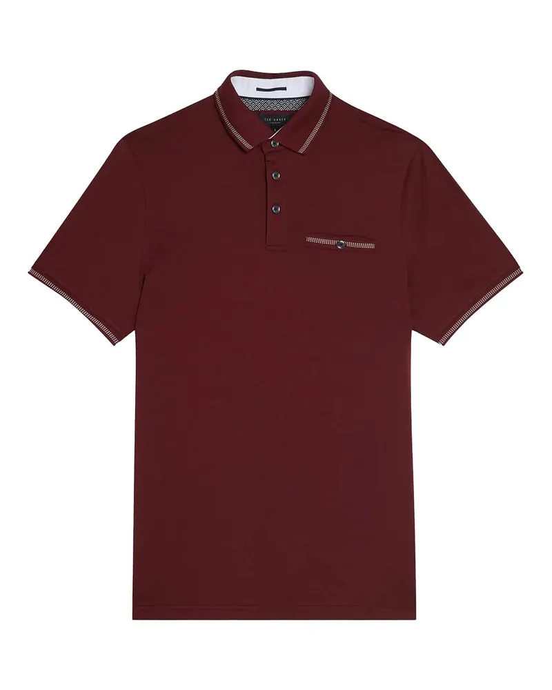 Ted Baker Tortila Mens Maroon Polo -Hemd Rotbraun