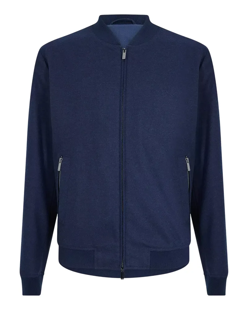 HUGO BOSS Bomberjacke für Herren, Gerippter Ärmelaufschlag, Regulär (Dunkelblau Blau